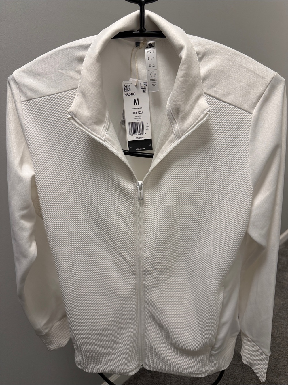 adidas White Textured Full-Zip Jacket